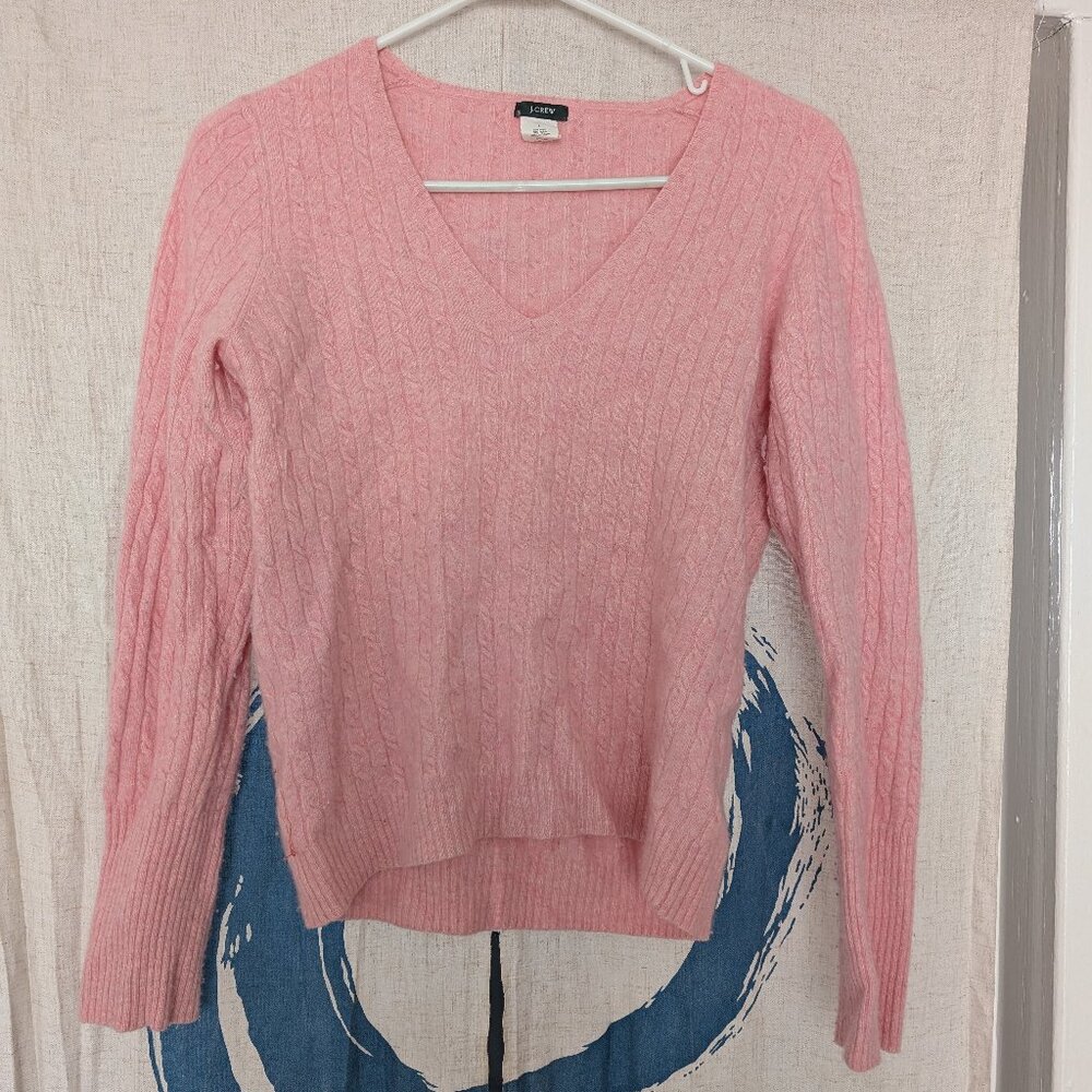 Large pink J. Crew cashmere/wool blend sweater